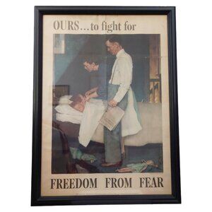 Vintage 1943 Original Poster Norman Rockwell Freedom from Fear